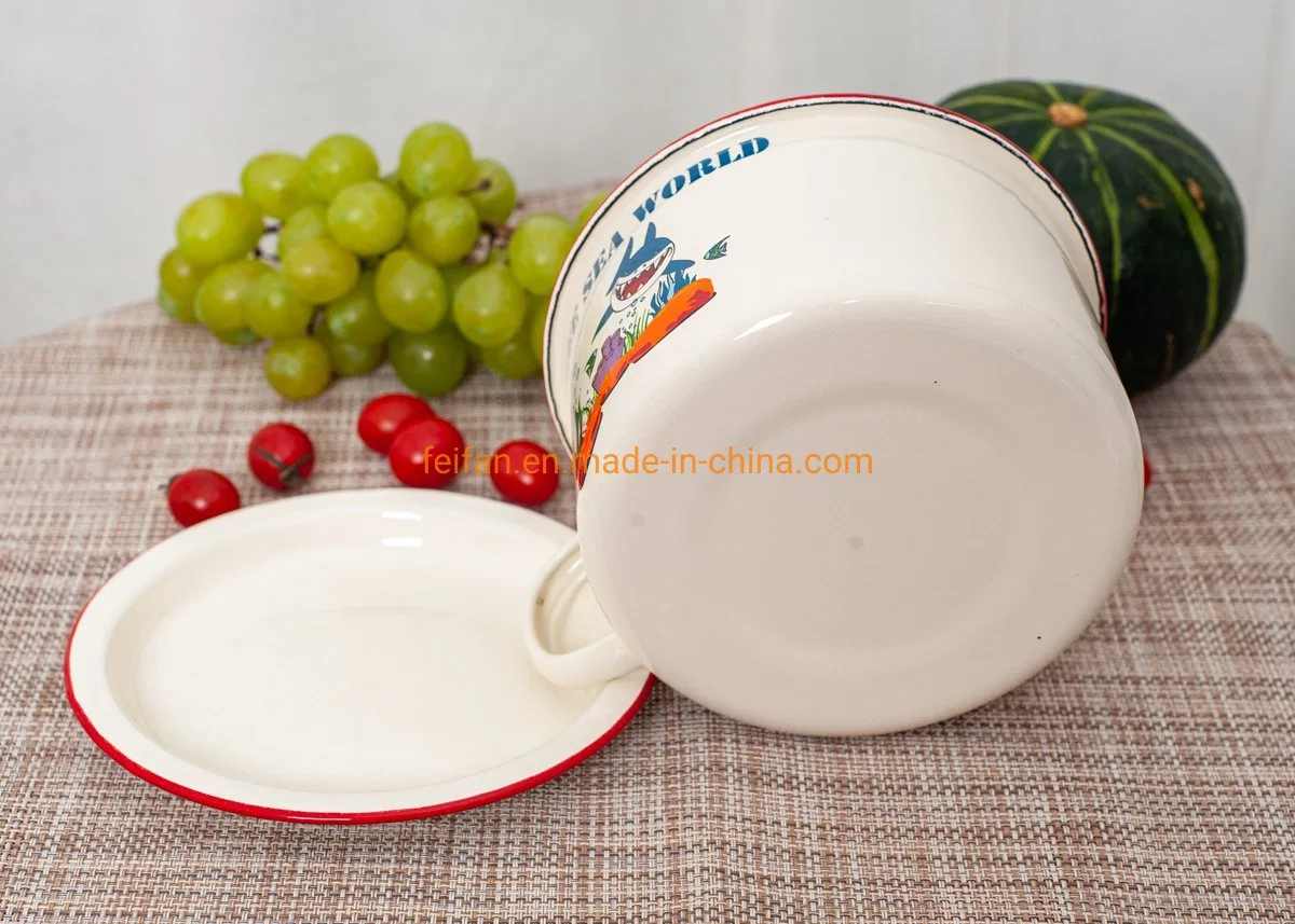 Thickened Enamel Noodle Bowl/Fastfood Cup with Cover