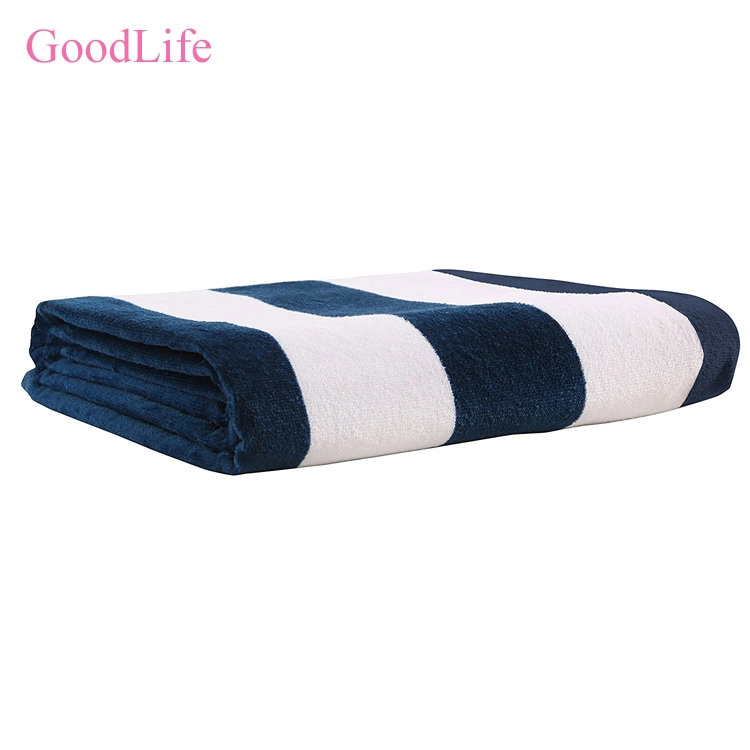 Absorbant de qualité supérieure séchage rapide personnalisé 100 % coton Grand Bleu marine Serviettes de plage