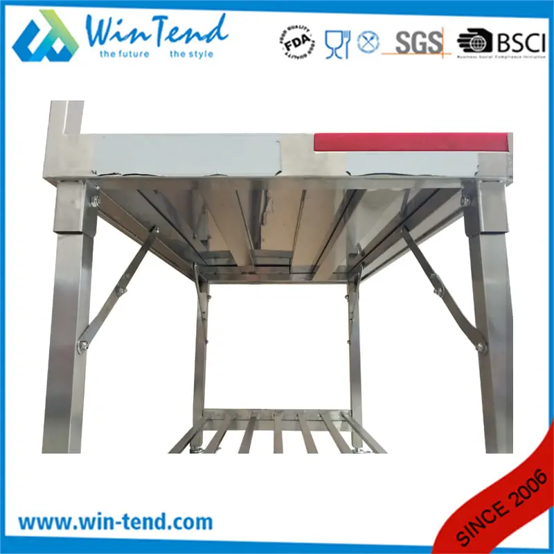 Best Offer Folding Stainless Steel Work Table with PE Board and Wheels