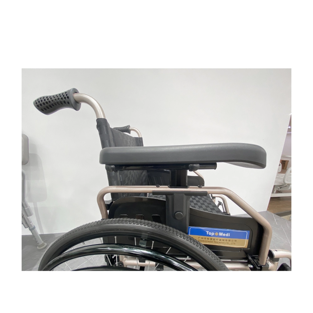 Aluminum Alloy Wheelchair with One Hand Operation for Hemiplegia