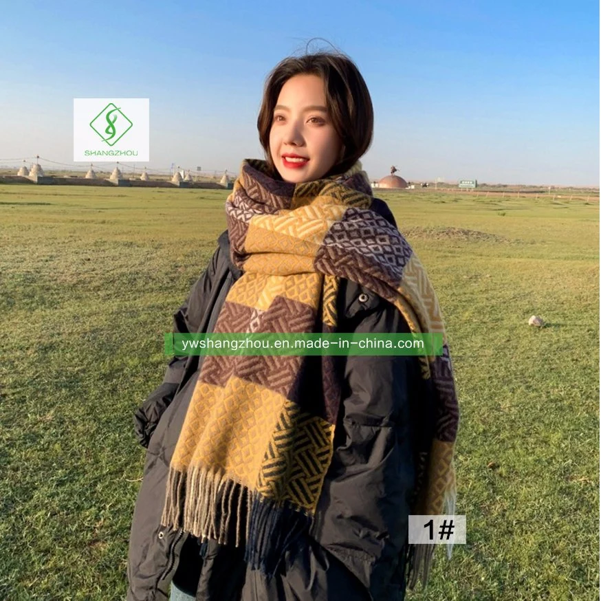 Winter Korean Plaid Fashion Women Shawl Cashmere Warmer Scarf