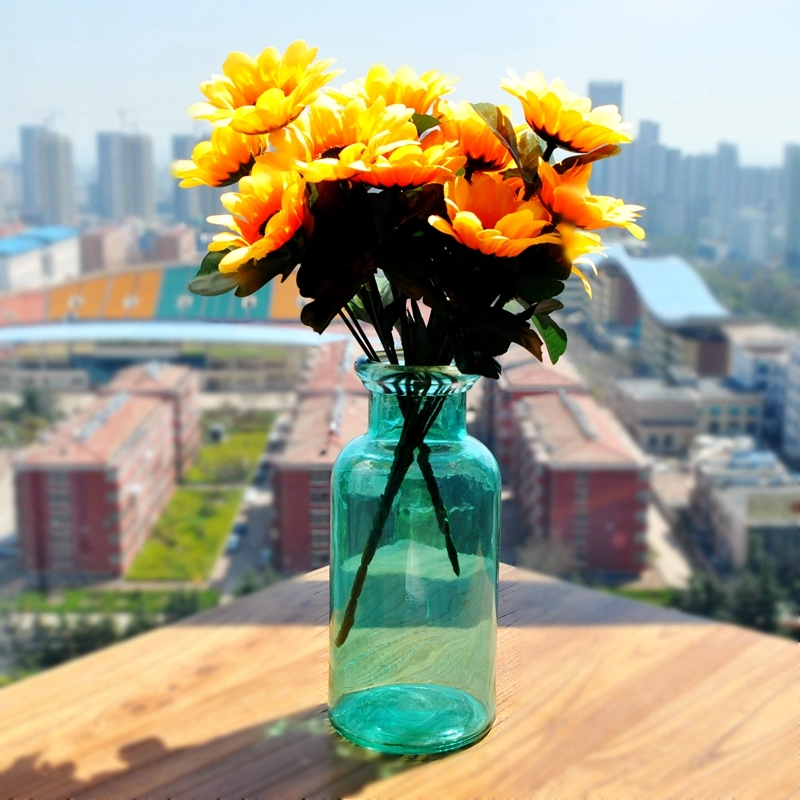 Green Glass Craft Vase of Grace Simple Round Shape