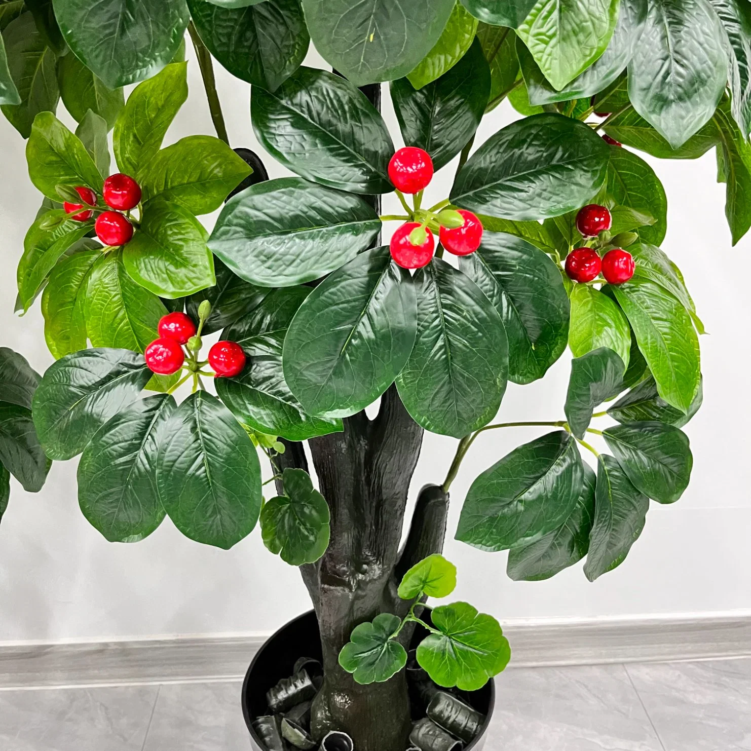 Hot Sale 42 folhas Ruyi Arbor Vermelho Cherry - Apple Tree personalizável Simulação artificial planta decorativa fruteira