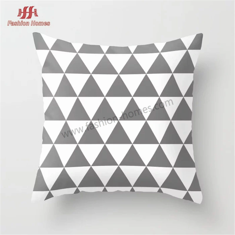 Black and White Color Theme Geometric Pattern Cushion Cover