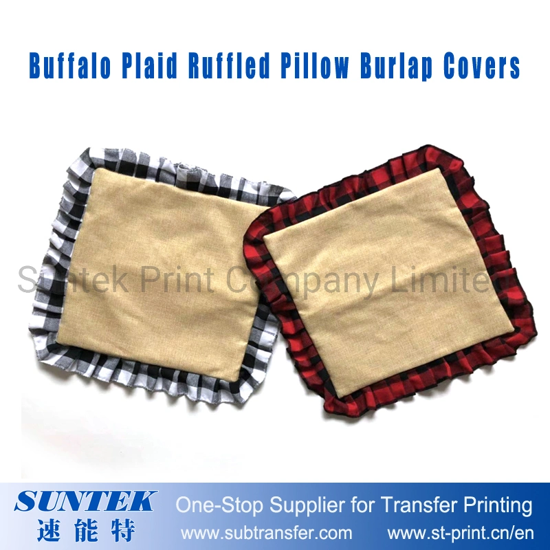 Sublimation Burlap Buffalo Plaid Ruffled Christmas Tree Skirt