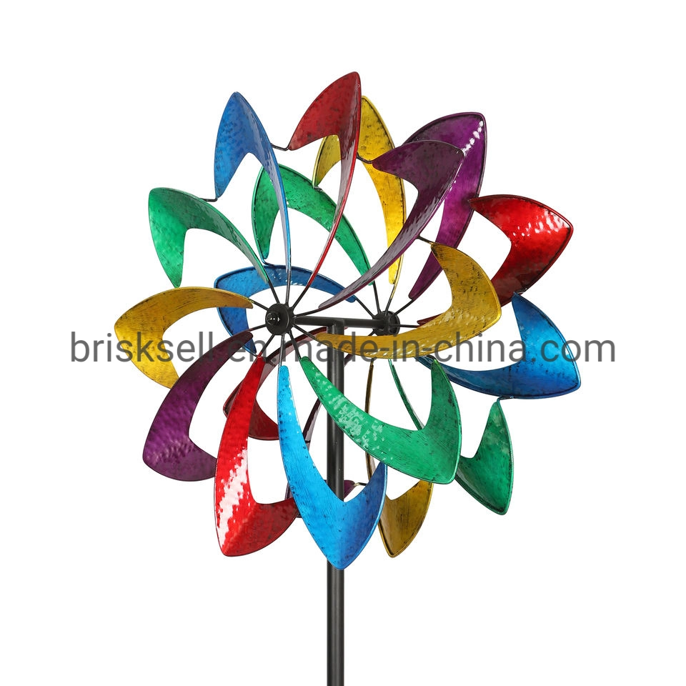 New Design Rainbow Decorative Color Kinetic Spinner Metal Garden Windmill Wind Spinner