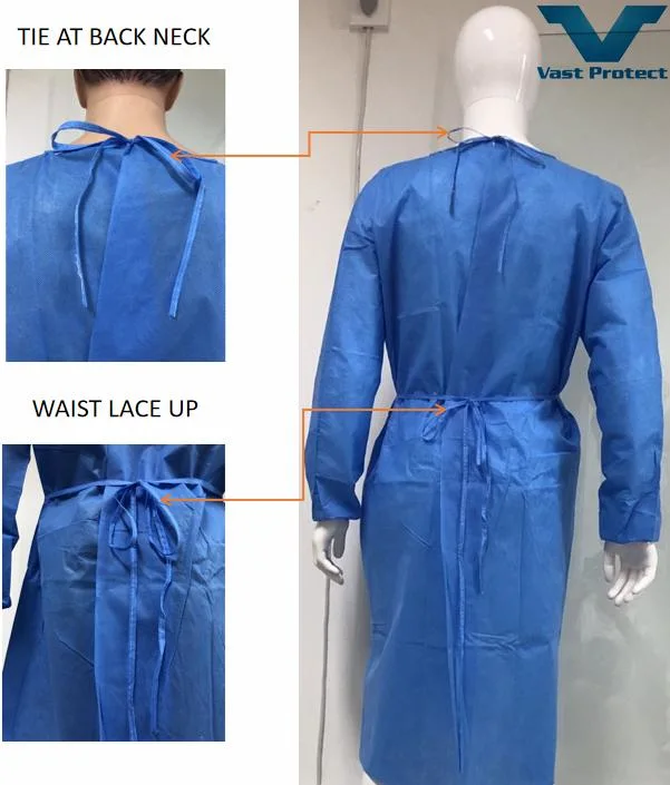 Abrasion & Tear Resistant Medical Protective Knitted Fabric Disposable SMS Isolation Gown