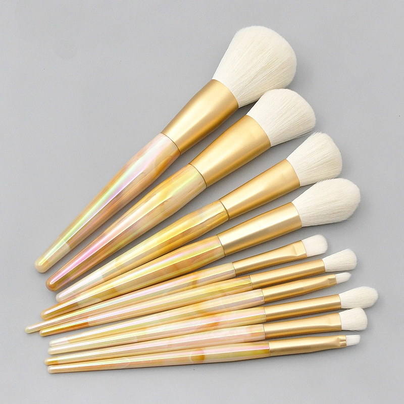 Nuevo diseño 10pcs brillante maquillaje profesional Brush set fábrica OEM ODM cosméticos cepillos polvo Eyeshadow Fundación Kit de herramientas de belleza Juego de brochas de maquillaje