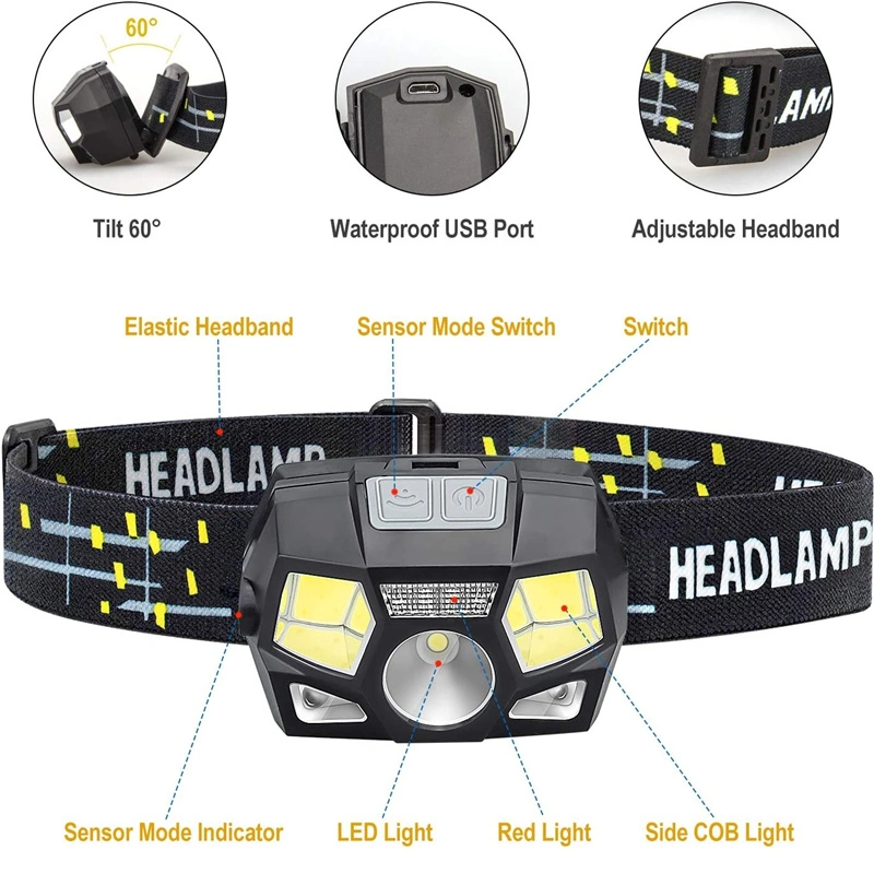 Capteur de projecteurs LED Camping avec tête LED brillante de 800 lumens Lampe