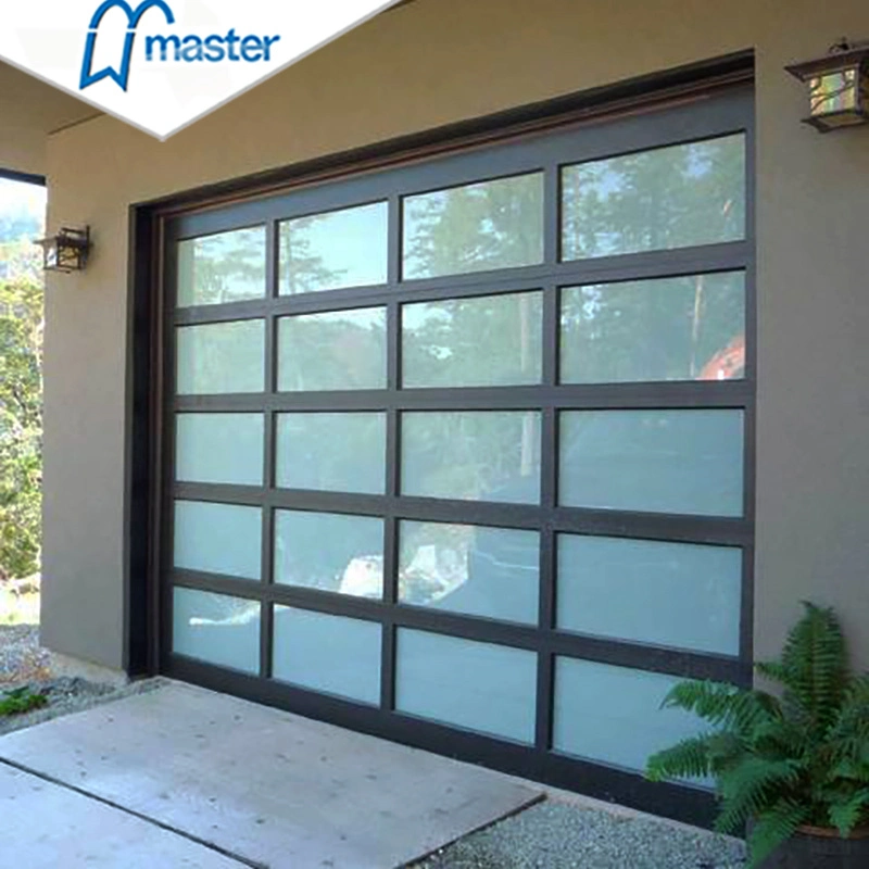 Master Well Cheap Price Elegant Overhead Electric Open Aluminum Frame Tempered Laminated Glass Garage Door