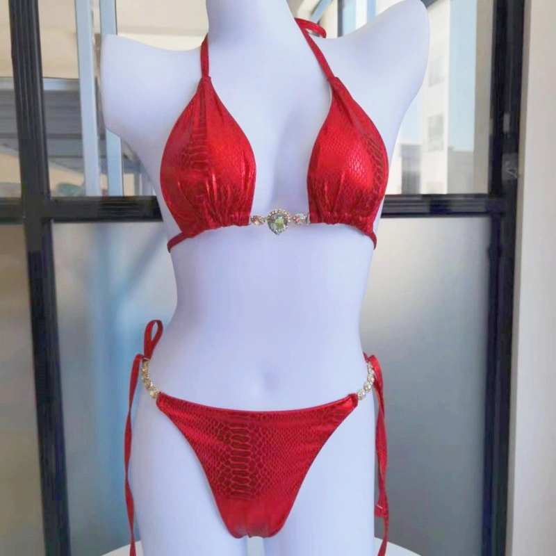 Cocodrilo metálica de dos piezas Conjunto Bikini Triángulo traje de baño moda trajes de baño