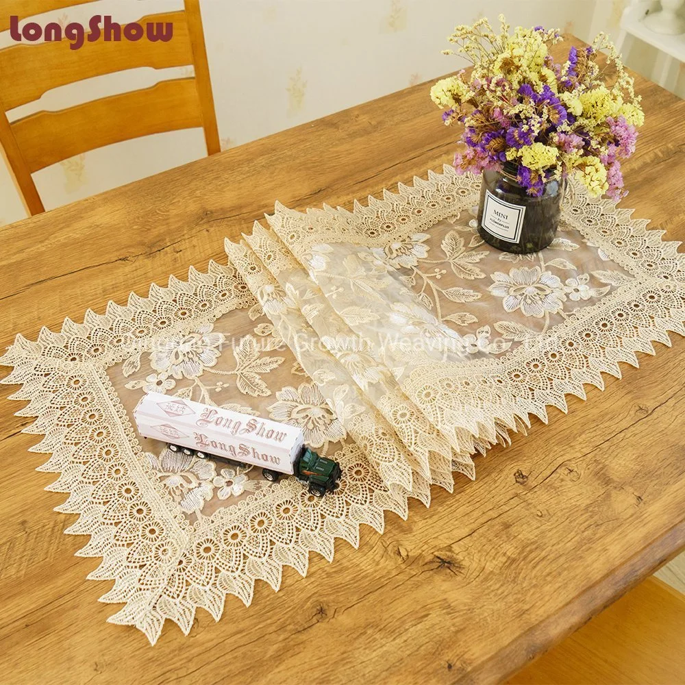 Orange Two Colors Beautiful Flowers Leaves Pattern Table Runner