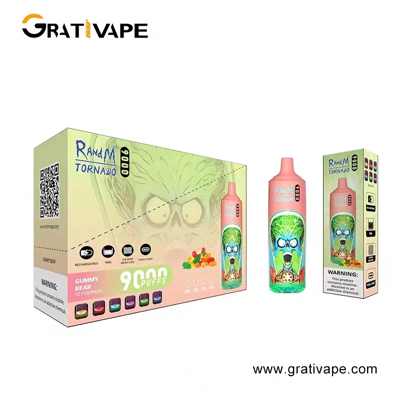 Fábrica Shenzhen Precio competitivo VAPE desechable pluma 9000 Puffs Tipo-C. Recargable