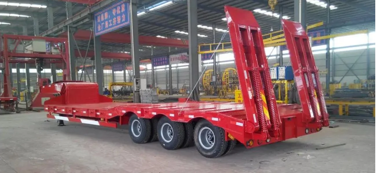 3 Axle Steel Coil Transport Flat Bed Trailer 40FT Container Flatbed Semitrailer