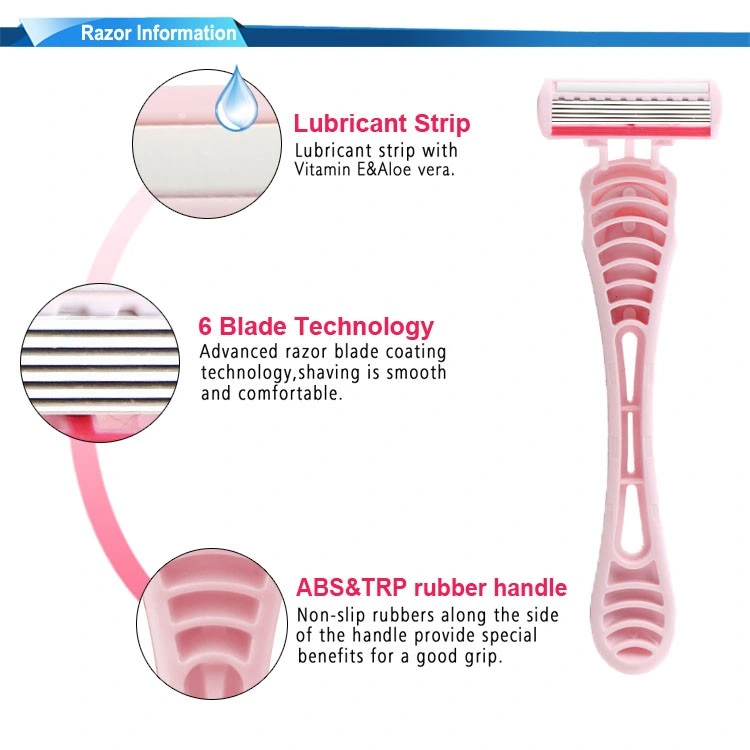 Afeitadora de afeitado de alta calidad con cuchilla de 6 hojas de Marca privada Afeitadora desechable