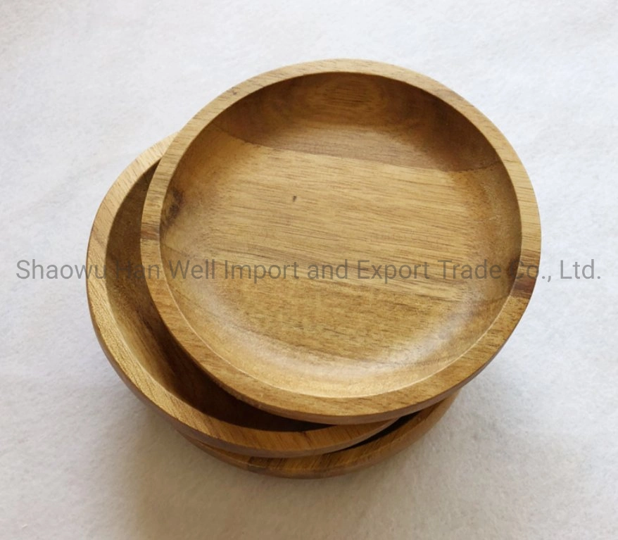 Round Customizable Natural Acacia Dinner Tray for Party