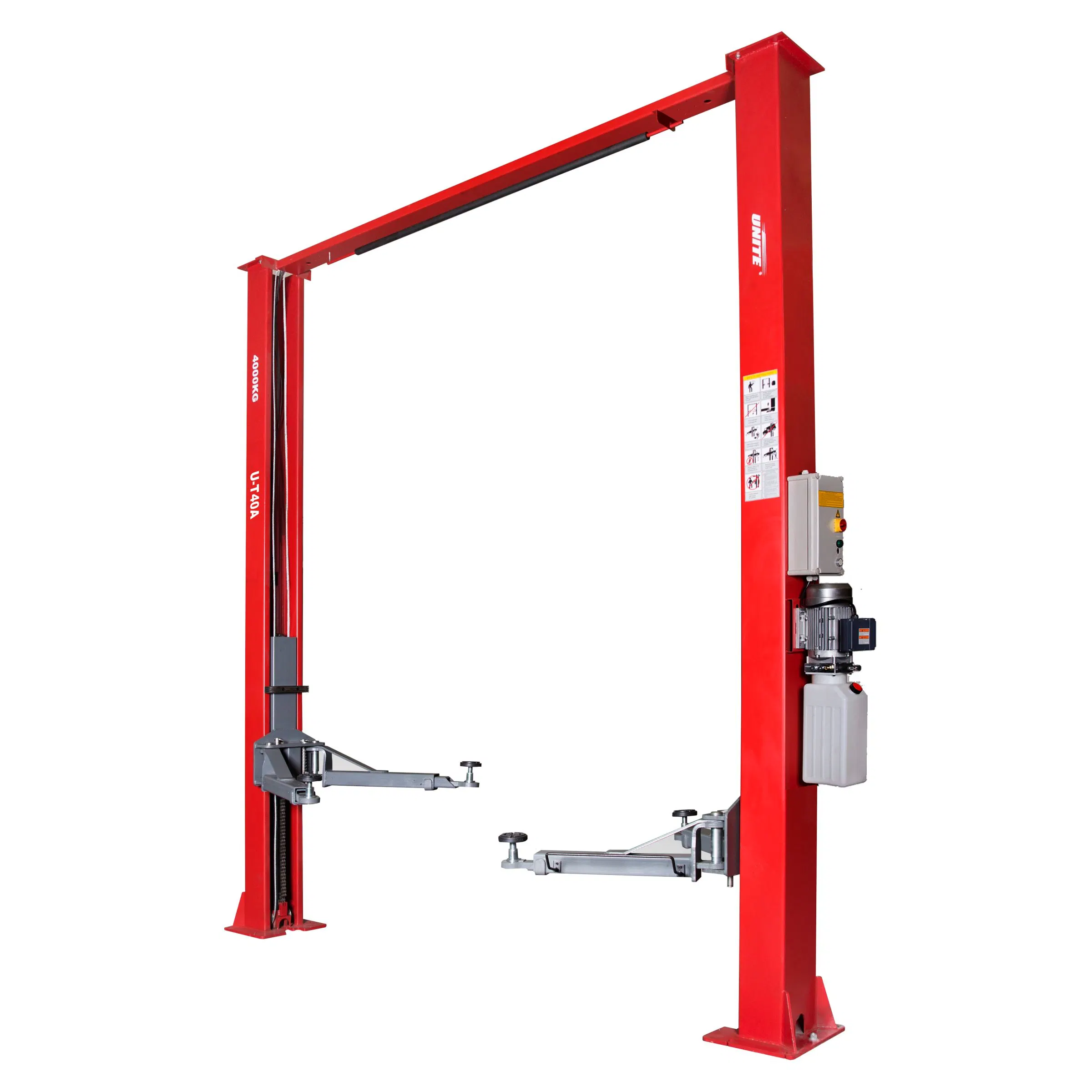 Unite U-T40A Hydraulic 2 Two Post Car Lift 9000lbs Clearfloor Asymmetric 4.0ton 2 Post Car Lift CE Certified