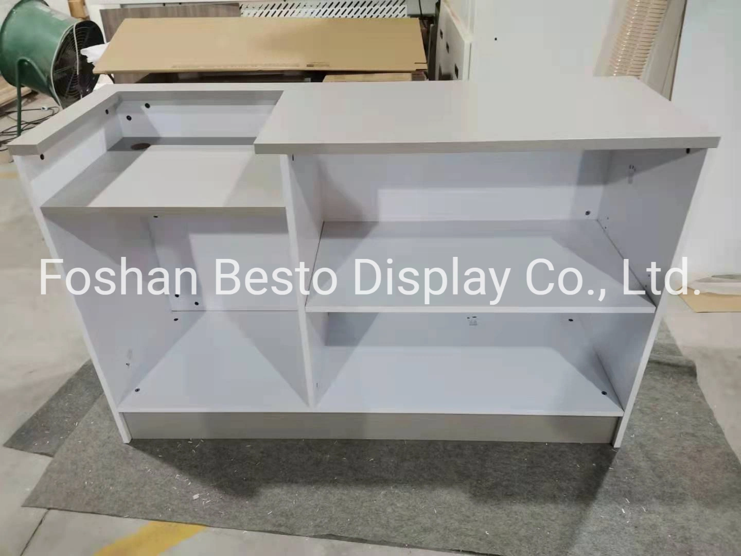 Retail Store Cash Register Counter with Draw and Adjustable Shelves for Retail Display Stores