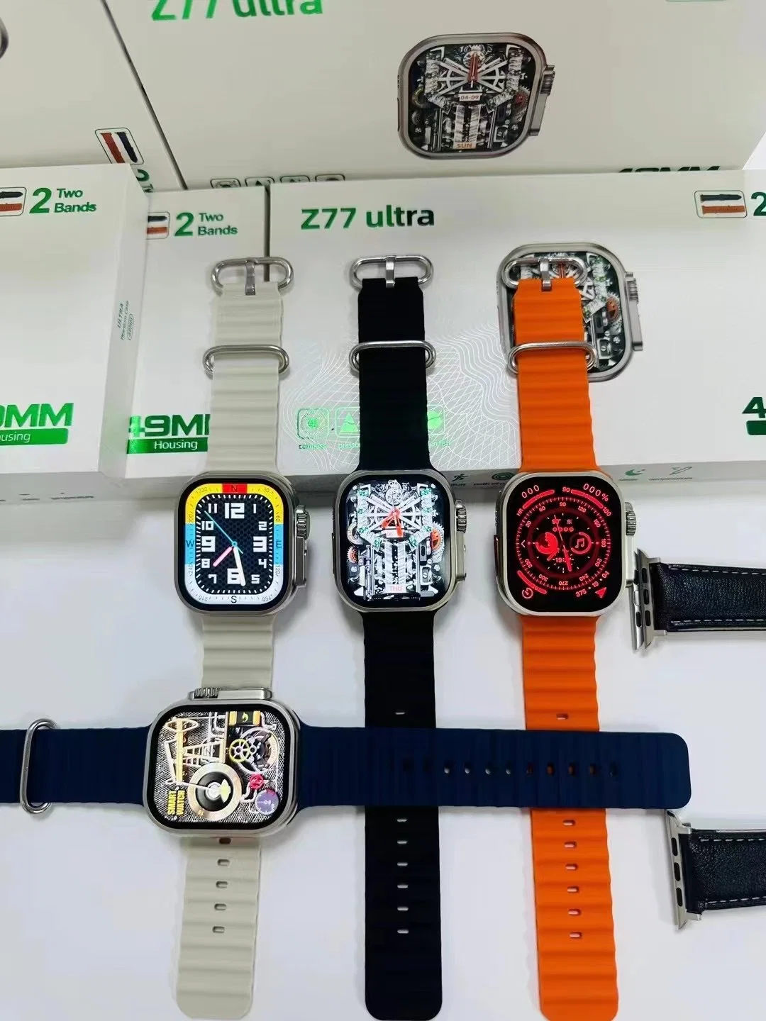 Nueva moda (Z77 Ultra) Piel de silicona Doble correas Sos función Smart Watch