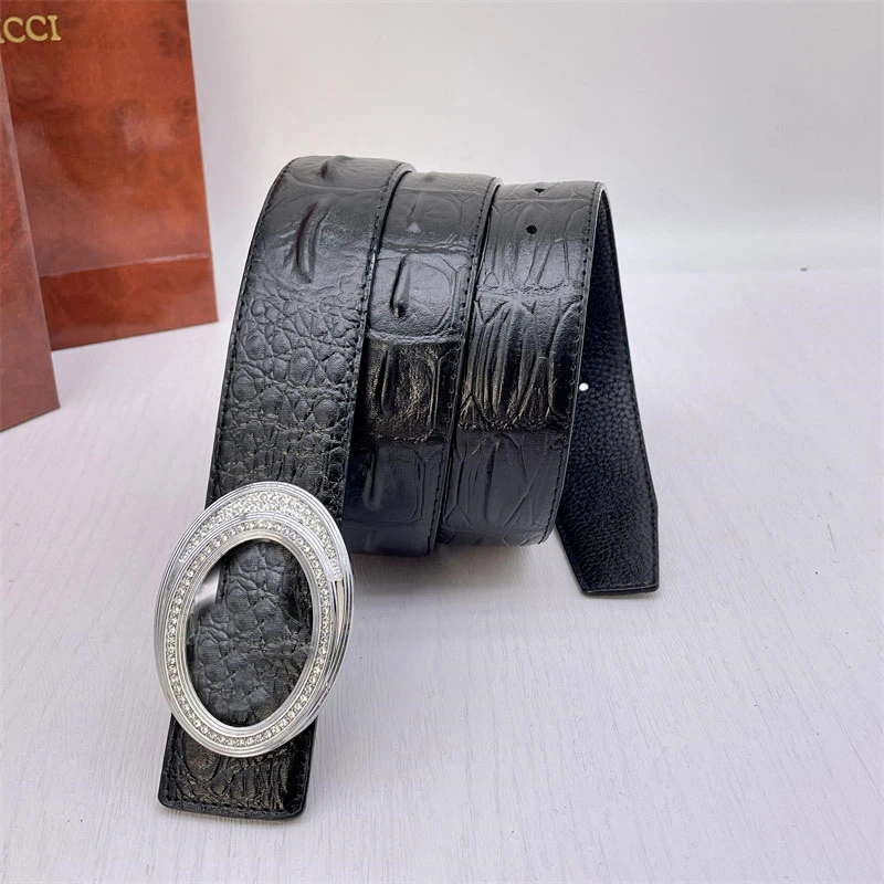 Hot Sale Fashion Stone Diamond Metal Buckle Adjustable Women PU Leather Belt