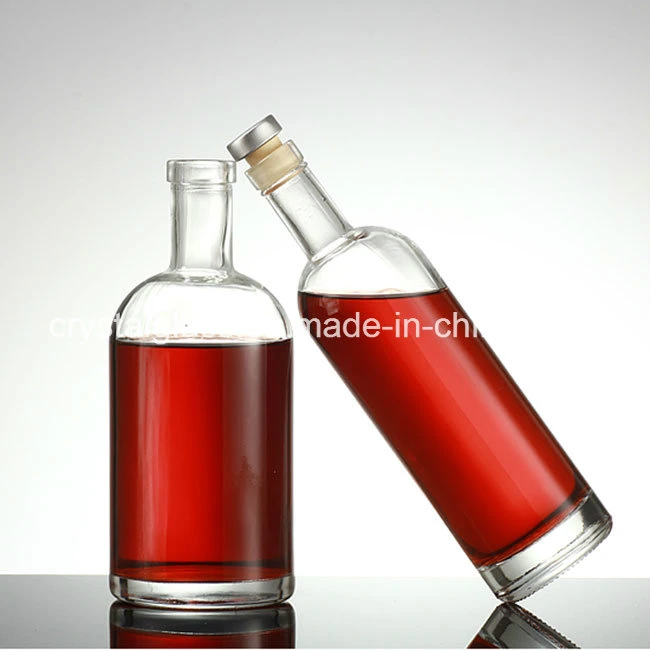 200ml 375ml 500ml 750ml Vodka Bottle Glass Wine Spirit Bottle with Cork Stopper