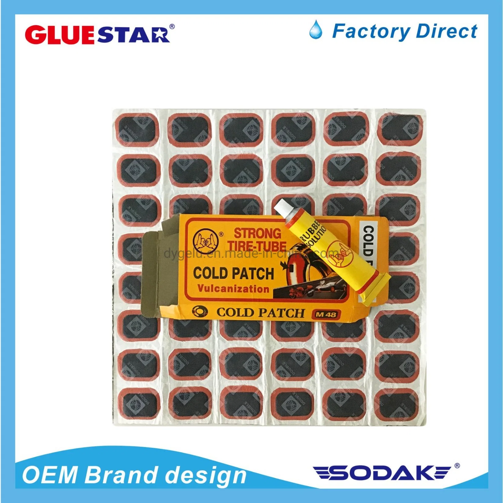 Bicycle Tire Inner Tube Patch RS4801 25mm Round Patches + 20cc Glue 48PCS/Box, 200box/Carton