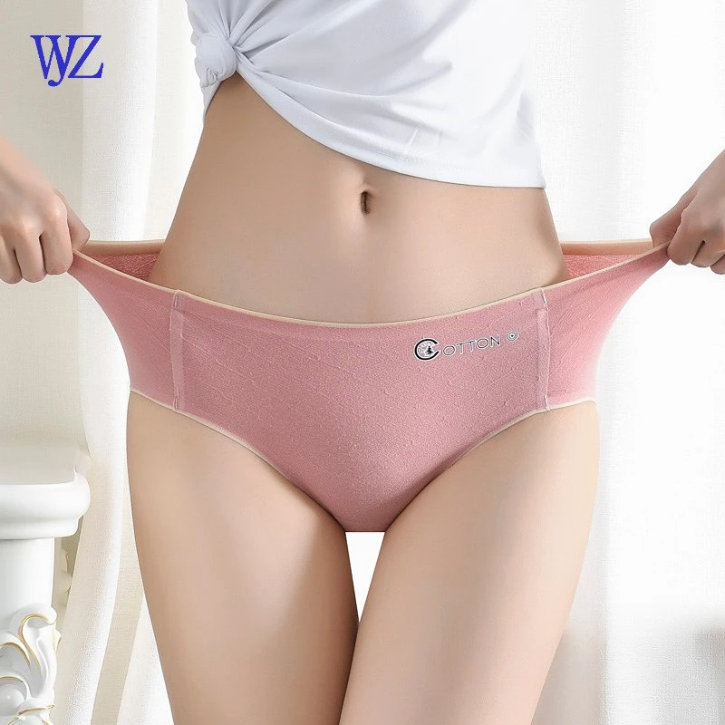 Ladies Cotton Seamless Underwear Shorts Panties Middle Waist Underpants Laser Cut Traceless Brief Underwear