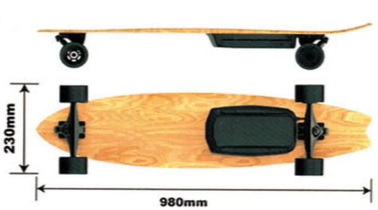 Placa de skateboard elétrica com controlo remoto de quatro rodas