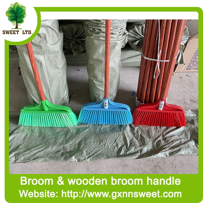 Home Floor Cleaning Soft Fiber Plastic Broom with Stick