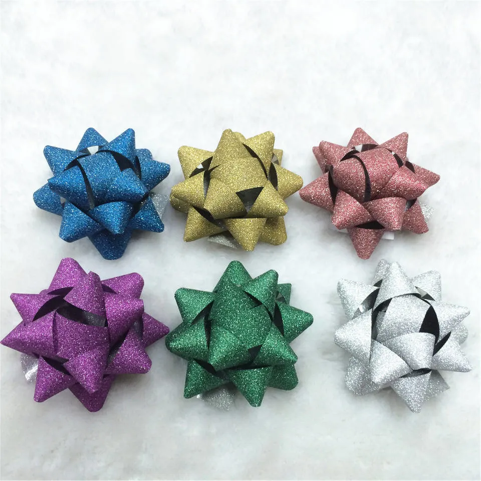 Manufacturer Wholesale/Supplier Shiny Glitter Ribbon Star Bow for Gift Wrap