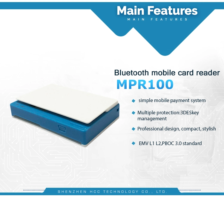 Mobile Bluetooth IC Chip Magnetic Card Reader (Mpr100)