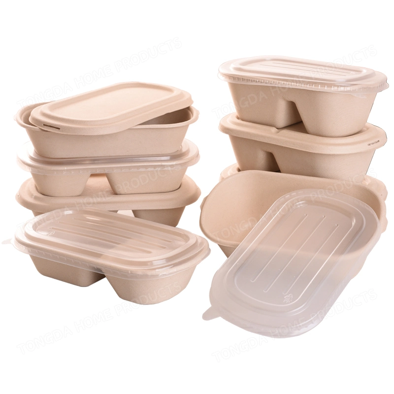 Wholesale/Supplier Fast Food Packaging Box Bamboo Pulp Paper Bio Degradable Takeaway Takeout Food Container Disposable Tableware Packing