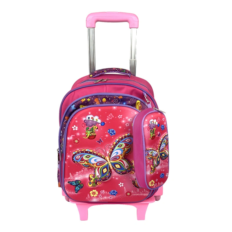 Customized Cartoon The Set of Evatrolley Kids School Bag with Wheels