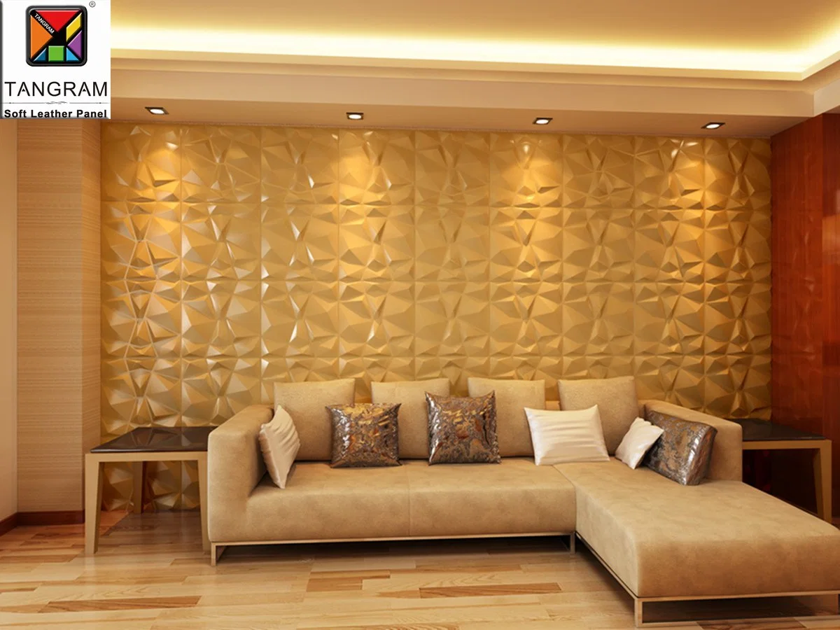 Panel de pared Wallart 3D en relieve de cuero suave que cubre la pared