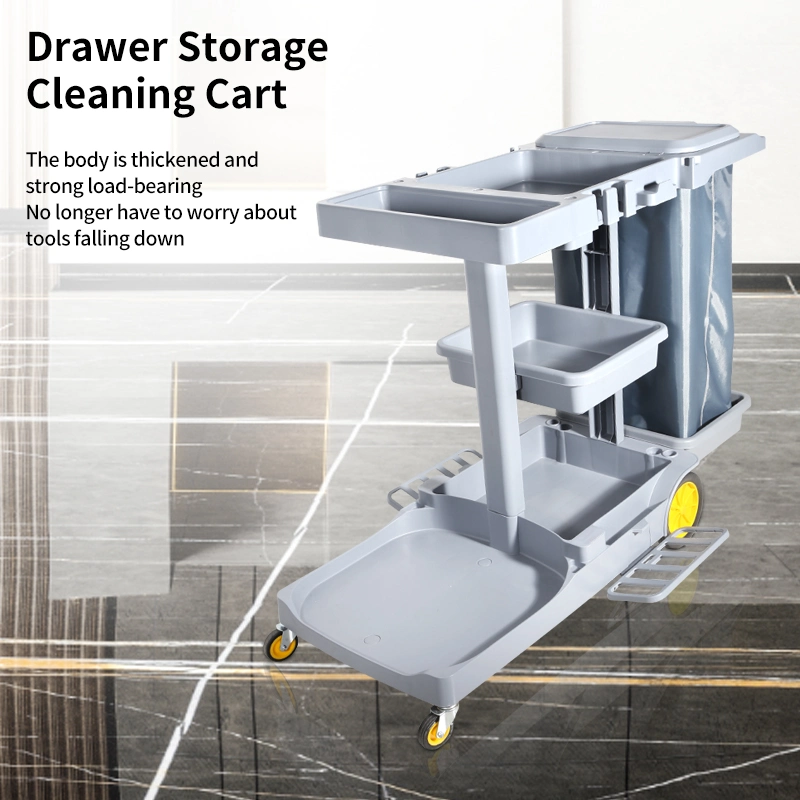 Multifunctional Plastic Hotel Hospital Janitor Service Cleaning Trolley Cart