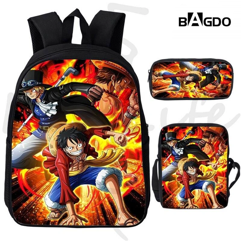 Conjunto de 3 mochilas escolares con personajes de dibujos animados lindos impresos en 3D