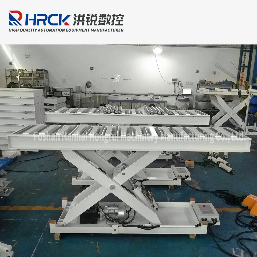 Hong Rui Workshop Operation Hydraulic Roller Top Scissor Table Lift