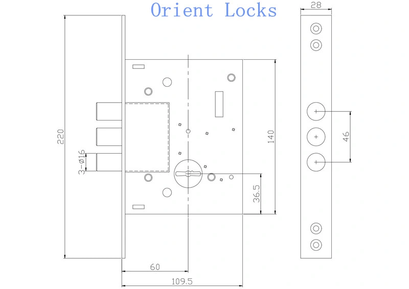 Steel Door Lock 257L with Brass Key Russia Market