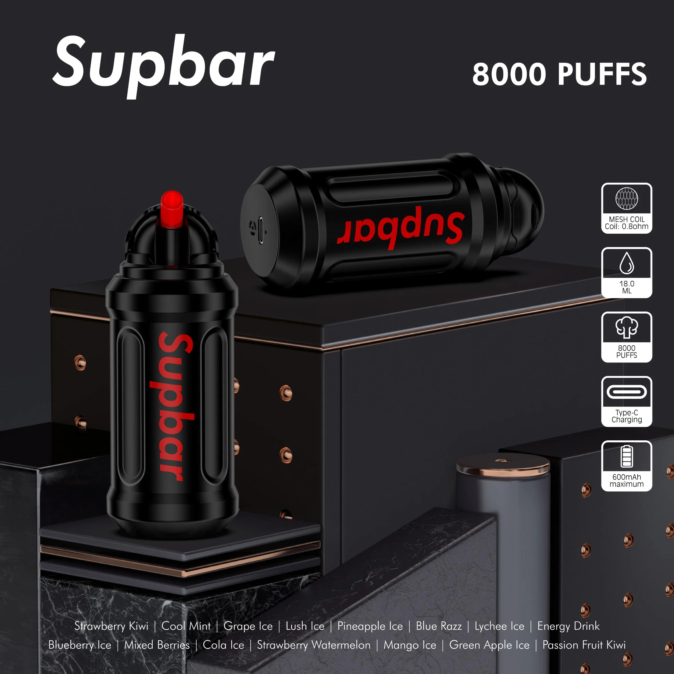 Supbar 8000 Puff Bar Disposable/Chargeable OEM Electronic Cigarette Vapes Disposable/Chargeable Vape