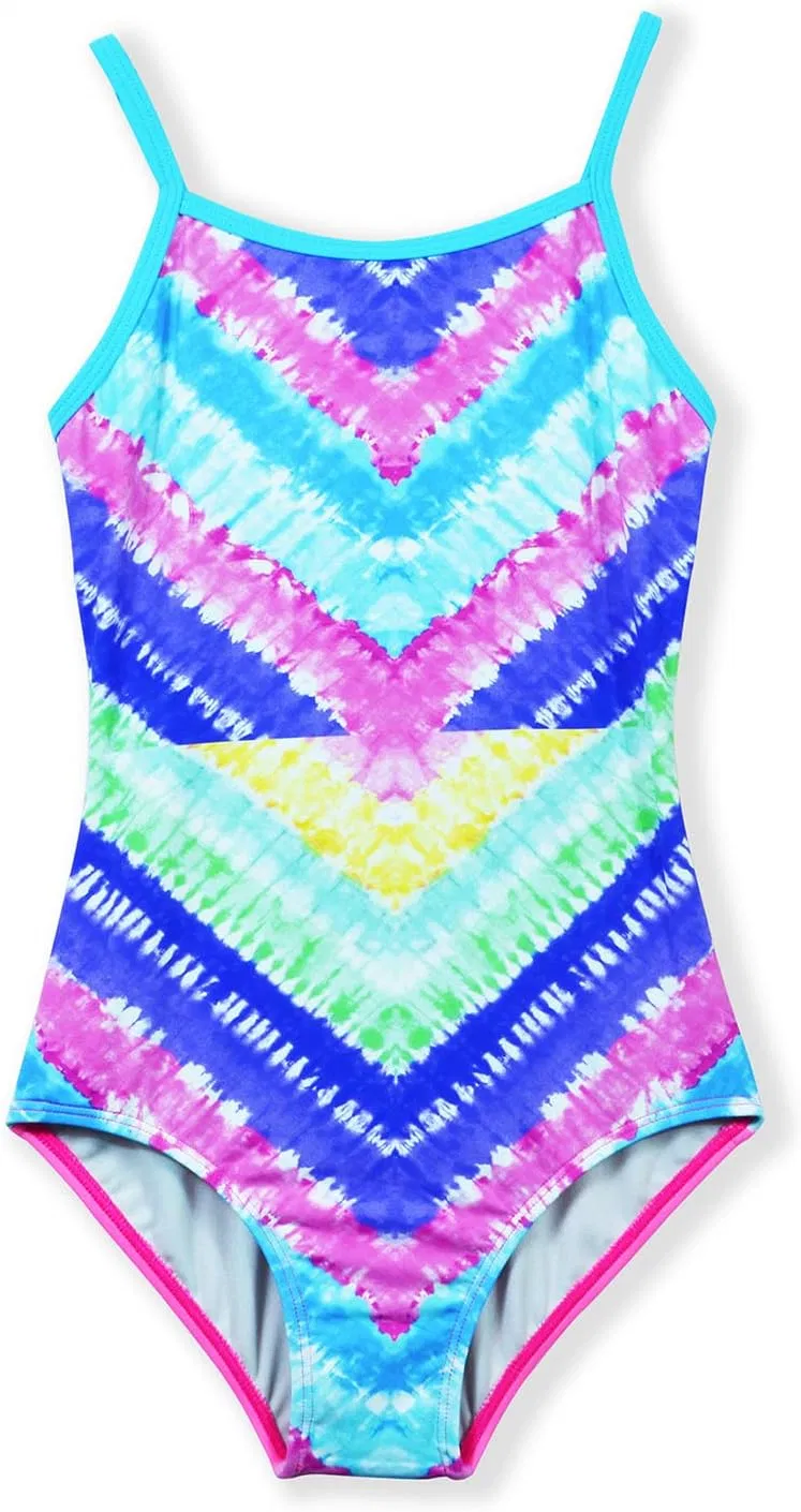 Girls One Piece Swimsuit Sport Tie Dye Backless Swimwear Bathing Suit