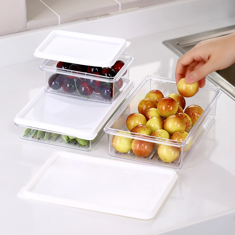 Clear Food Fruit Vegetable Storage Box Clear Kitchen Fridge Freezer Food Container Plastic Food Storage Bin for Refrigerator Organizer