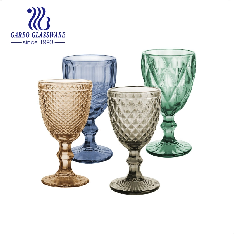 Stock Mix Spray Color Stem Wine Glass Juice Cup Engraved Goblet Set with Stemware Decoration Brazil Glasses Glassware