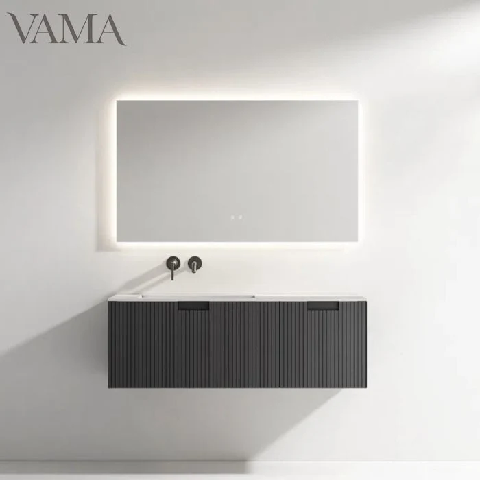 Vama 120cm No Faucet Hole Countertop Modern Ripple Effect Bathroom Furniture Different Color