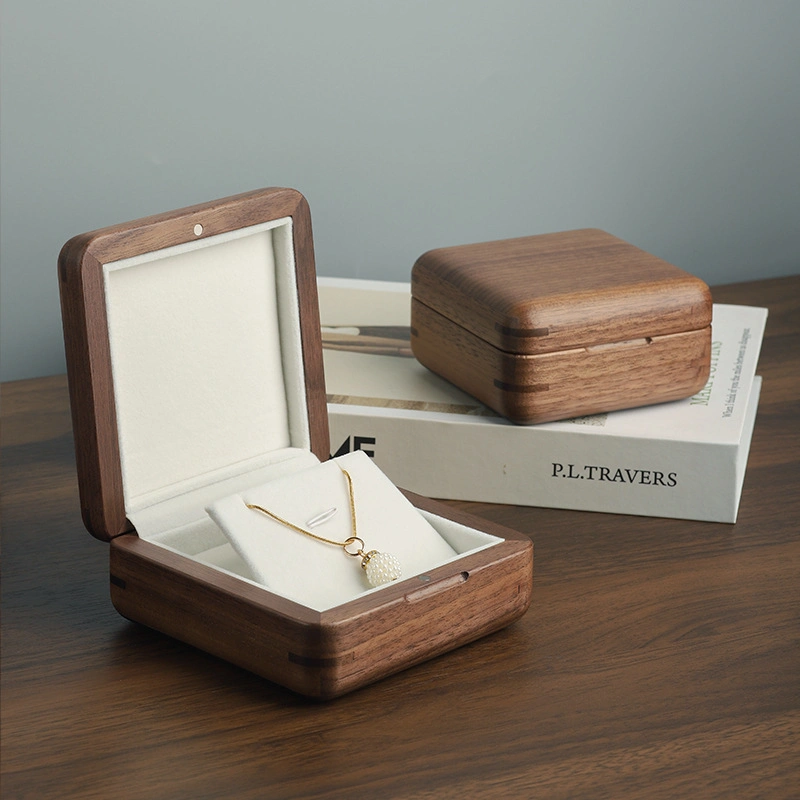 Wooden High-End Wedding Flannelette Diamond Ring High-End Solid Wood Box Jewelry Spades Wooden Ring Box