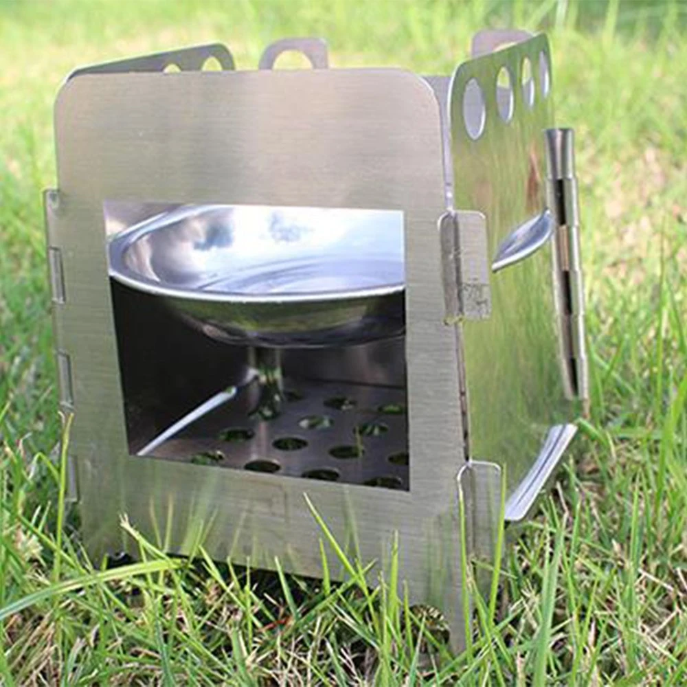 Hot Sale Portable Hiking Stainless Steel Outdoor Picnic Folding Wood Stove