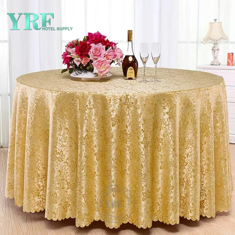 Yrf White Round Damask Fabric Painting Designs on Table Cloth