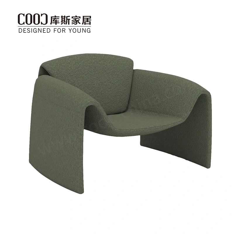 Modern Green Teddy Boucle Fabric Velvet Leather Single Leisure Lounge Arm Chair Designer Accent Le Club Chair for Home Living Room Furniture