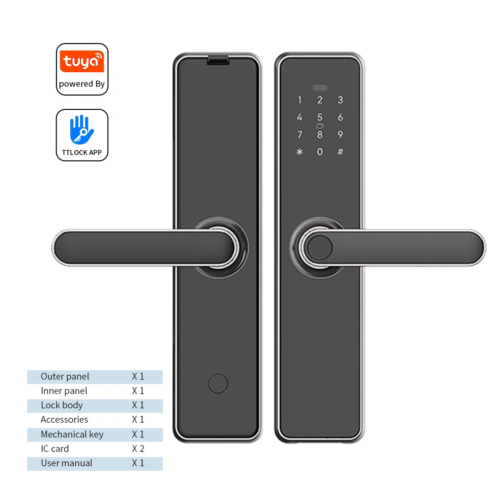 Cerradura digital de la puerta cerradura electrónica inteligente Ttlock Tuya Smart Door Bloqueo Código de acceso cerradura de puerta de huella dactilar