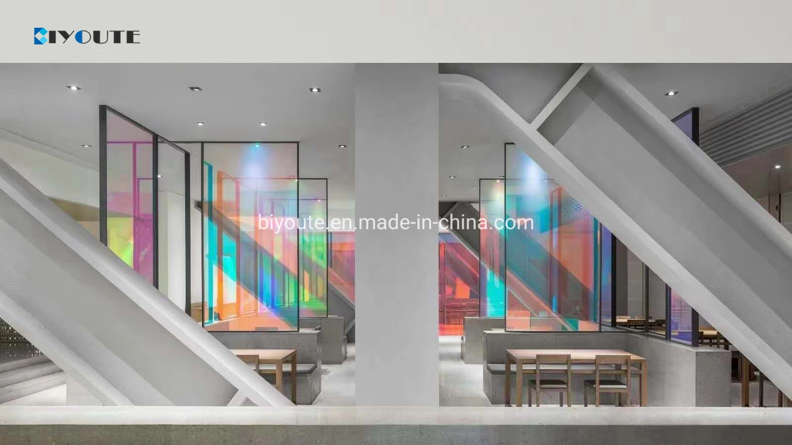 Colorful Safety Art Decorative Lridescent Glass Toughened Dichroic Stained Glass Sheets for Commercial Decoration