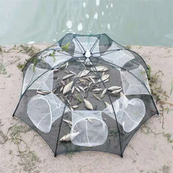 4-20 Hole Folding Portable Casting Crayfish Catcher Fish Trap Shrimp Catcher Tank Cage Net Fishing Net